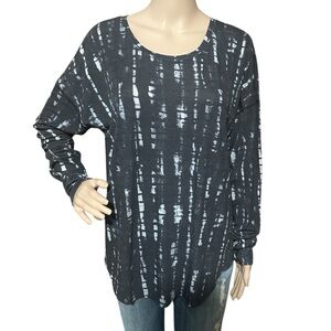 Lucy Activewear Long Sleeve Shirt Gray Tie dye Athletic Stretch Medium Tunic